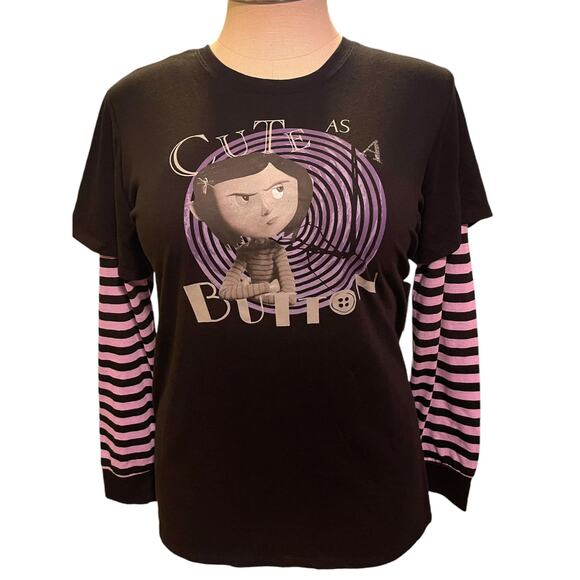 New Torrid 2 (2X 18/20)‎ Coraline Cute As a Button 2fer Long Sleeve T Shirt Goth - Picture 1 of 2